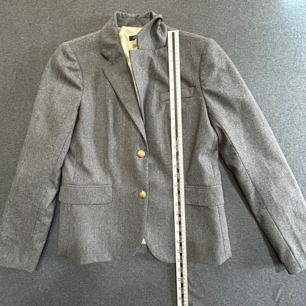 J.Crew Schoolboy Blazer Women 6 Gray Wool Gold Crest Button Jacket - Picture 10 of 14